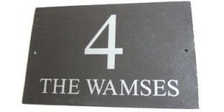 Your house number and street address or house name on a single stylish slate sign