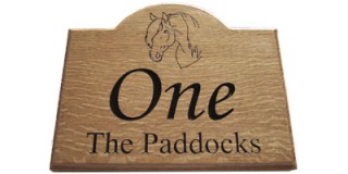 Carved Oak - Large Wooden House Sign - 2 row + motif